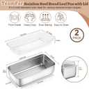 TeamFar Loaf Pans for Baking Bread, 9 x 5 Inch Stainless Steel Bread Loaf Pan with Lid, Meatloaf Pan Tin for Homemade Bread, Brownies, Meal Prep, Storage, Healthy & Dishwasher Safe - Set of 2, 9 x 5 x 2.5 inch