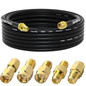 SMA Extension Cable 25ft + 5pcs SMA RF Coax Connector Kit,SMA Male to SMA Female RG58 Coaxial Cable Low-Loss for 4G LTE Router ADS-B SDR BaoFeng Ham Radio Kenwood Yaesu