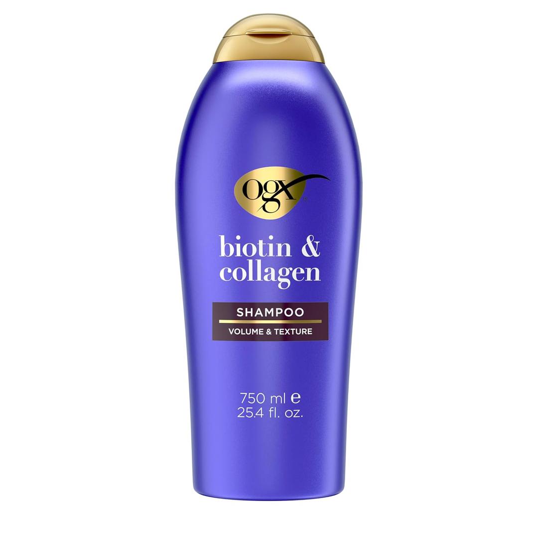 OGX Thick & Full + Biotin & Collagen Volumizing Shampoo, Nutrient-Infused Hair Shampoo with Vitamin B7 Biotin Gives Hair Volume & Body for 72+ Hours, Sulfate-Free Surfactants, 25.4 fl. oz