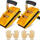 Double Handed Stone Carrying Clamps,Panel Carriers Lifting Tools,660 LBS Heavy Duty Carry Clamp for 0-2.36in Glass Quartz Slabs Marble with Rubber-lined,Granite Lifting Clamp 2Pack Yellow