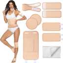 Castor Oil Pack Wrap: 9pcs Reusable Organic Cotton Castor Oil Pack Kit for Neck Waist Chest Feet and Stomach - Adjustable Velcro Compress Wrap Pads Machine Washable for Full-Body Relief