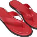 Flip Flops for Women Comfortable Slip on Open Toe Thong Sandals Casual Summer Dress Flats Sandal Shoes. (Red, Us 8.5)
