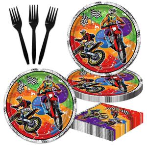 48Pcs Party Supplies Serves 20 Guests Theme Tableware Plates Napkins Birthday Party Decorations (Red8)