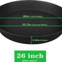2 Pack of 25 26 inch Plant Saucer Round, 4.2" Depth Tray, Large Plant Saucers 24" 26" for Pots, Heavy Duty Plastic Flower Plant Water Trays for Indoors Outdoor, Plant Drip Trays (Black)