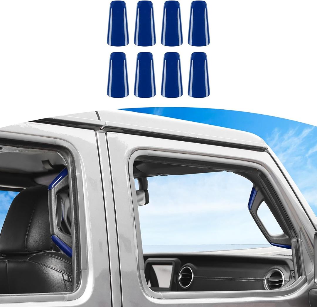 RT-TCZ for Wrangler JL A B Pillar Grab Handles Cover Trim Blue for Jeep Wrangler JL JLU Gladiator JT 4 Door 2018-2023 Blue Interior Accessories (Blue)