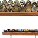 ASmileIndeep Military Challenge Coins Display Holder Solid Wood,Challenge Coin Stand , 4 Row Military Coin Holder Rack for Desk,Challenge Coin Display Case for Collectors (Walnut Finish) (Large)