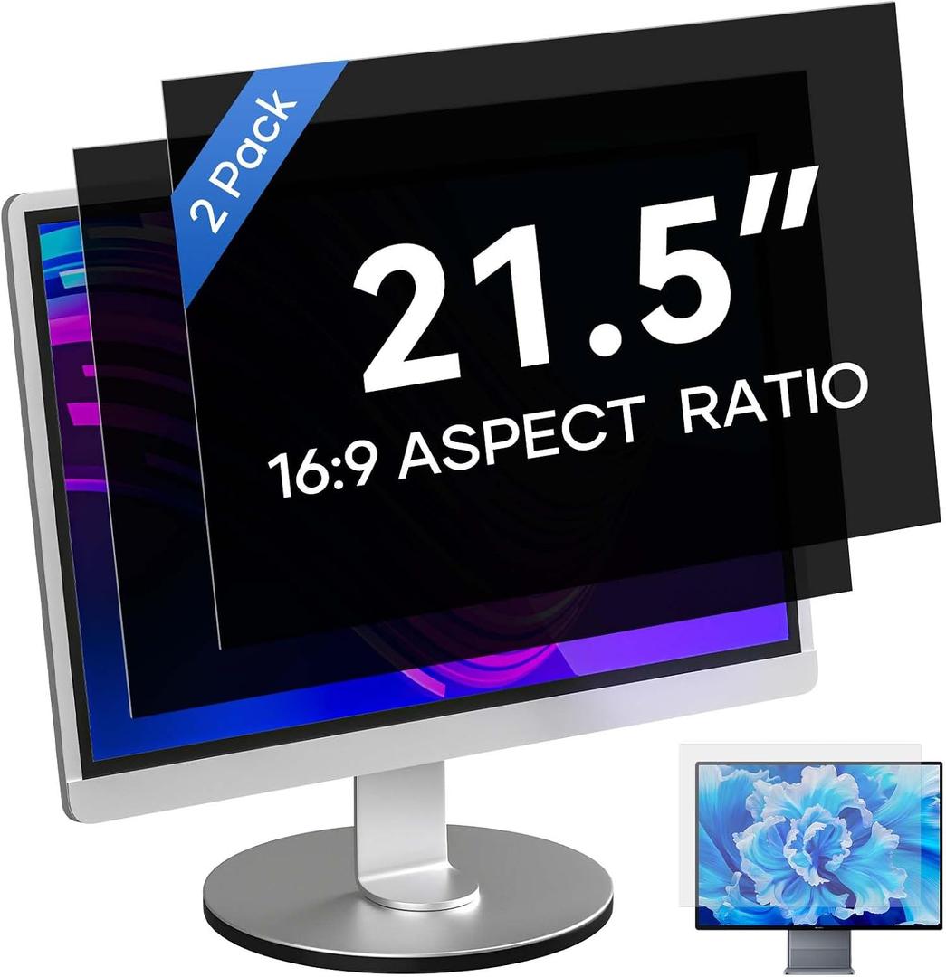 [2 Pack] 21.5Inch Computer Privacy Screen for 16:9 Aspect Ratio Widescreen Monitor, Eye Protecting Anti-glare Blue Light Display Screen Privacy Protection, Removable Anti-scratch Coating