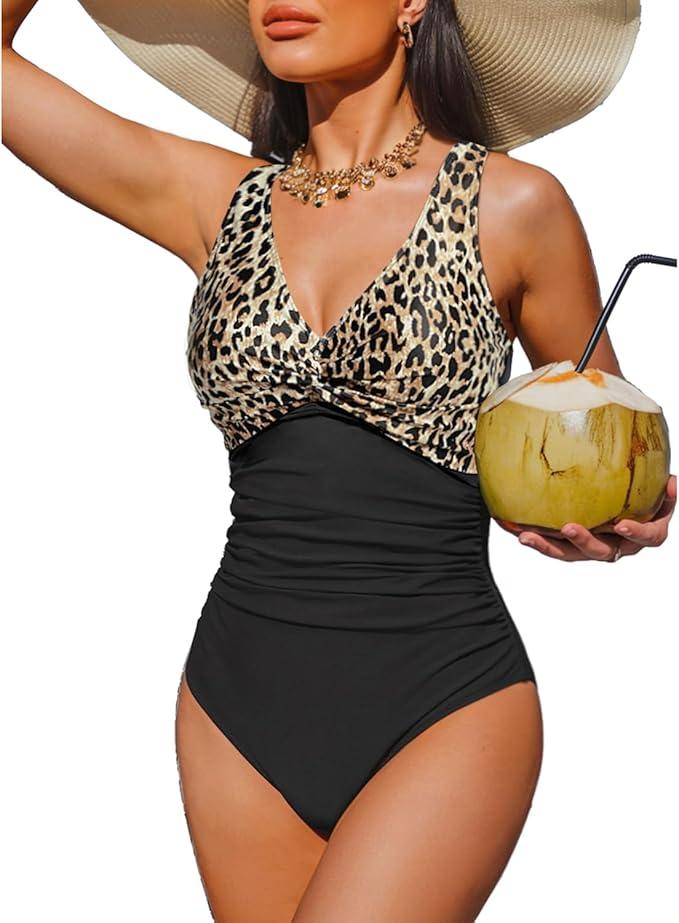 NWT Swimsuits For All Leopard & Black One Piece Full Coverage Swimsuit Women 10