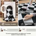 Beeiva Checkered Print Washable Rug Runners for Hallways Non Slip 2.5x10, Ultra Thin Black Kitchen Runner Stain Resistant Hallway Runner Rug 10 ft, Checkerboard Carpet for Bathroom Entryway Decor