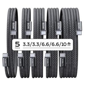 LISEN USB C to USB C Cable, 4-Pack [3.3/3.3/6.6/6.6/10FT] for iPhone 17 Charger Cord, 60W C to C Cable Fast Charging for iPad, iPhone 16 15 Pro Max, Galaxy S25/S24 USBC to USBC Cable Gifts for Men