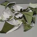 32Ft Sage Green Party Decorations Sage Gingham Banner Olive Green Buffalo Plaid Checkered Triangle Flag Pennant Fabric Garland Streamers for Birthday Baby Shower Wedding Picnic Golf Party Decorations