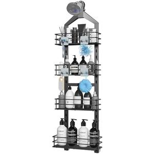 Nieifi Hanging Shower Caddy,4 Tier Adjustable Basket Over Shower Head Shower Organizer Hanging with Hooks Shower Racks for Inside Shower Shelf Anti-Swing Bathroom Organizer Shelves,Black