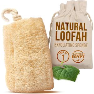 CraftsOfEgypt Natural Loofah Sponge  Egyptian Luffa Body Scrubber Pack of 1 for Men & Women, Natural Bath & Shower Loofah Exfoliator, All Natural Loofah Sponges for Face Back & Body, 6" x 6"