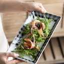 LAUCHUH Checkered Serving Platters, 12 inch Porcelain Serving Trays Rectangular Dinner Plates Black & White Serving Dishes for Entertaining, Cheese, Cupcakes, Cookies, Fruit, Vegetables, Set of 4