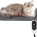 NICREW Cat Heating Pad, Temperature Adjustable Heated Cat Bed with Auto Shut Off Timer, Indoor Pet Heated Bed Mat for Cats and Dogs, 17.7 x 15.7 Inches (17.7"L x 15.7"W x 0.4"Th, Gray)