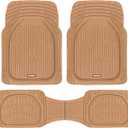Motor Trend FlexTough Floor Mats for Cars, Beige Deep Dish All-Weather Mats, Waterproof Trim-To Fit Automotive Floor Mats for Cars Trucks SUV, Universal Floor Liner Car Accessories