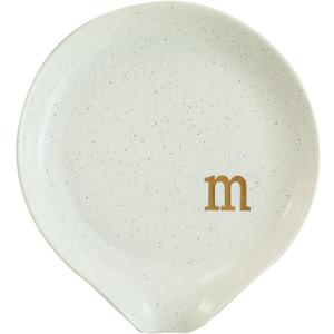 COLLECTIVE HOME - Large Ceramic Spoon Rest, Monogram Ceramic Spoon Holder, 5 Inches Spoon Holder for Stove, Coffee Bar, and Kitchen, Ideal for Large Spoons and Soup Spoons (Gold-M)