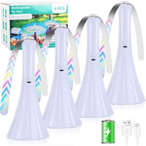Fly Fans for Tables Rechargeable, Flies Fan to Keep Flies Away by Soft Blades, Food Fans for Camping, Picnic, Fishing, 4PCS, WhiteParty Essentials Picnic Accessories for Outside