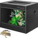 REPTI ZOO 34 Gallon PVC Reptile Terrarium, 24x18x18 Leopard Gecko Tanks with Glass Sliding Door & Top Screen Ventilation, Reptile Enclosure for Bearded Dragon Hermit Crab