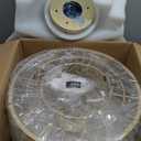 18 Inch Caged Ceiling Fans with Lights, Low Profile Crystal Fandelier Ceiling Fan with Lights and Remote & App Control for Low Ceilings Flush Mount Installation Indoor, Bulb Included Gold