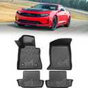TPE Automotive Floor Mats Custom for 2016-2024 Chevrolet Chevy Camaro, All Weather Cover Protection Waterproof Black Floor Liner Front & Rear Row Full Set Car Mats, 4PCS
