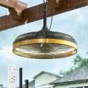 addlon Outdoor Ceiling Fan with Light for Patios, 20 inch Black Waterproof Gazebo Fan Remote&APP Control,6 Speeds 3CCT Dimmable,DC Motor, Plug in Ceiling Fan with Hook Hanging for Pergola Porch Canopy