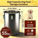 304 Stainless Steel Dog Food Storage Container, 50LB/55LB Airtight Pet Food Container with Locking Lid & Silicone Seal, Large Metal Food Storage Bin for Dry Dog/Cat Food, Rice, Flour (50 LBS)