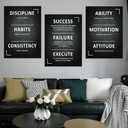 Motivational Success Wall Art 3 Piece Inspirational Entrepreneur Quotes Picture Prints Inspiring Themes Painting Posters for Living Room Office Corridor Wall Decoration Ready To Hang [60''W x 28''H], 60x28inch