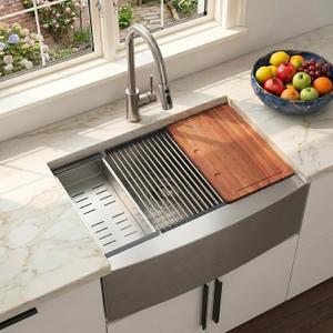 Farmhouse Sink 33 Inch, 33x22 Inch Apron Front Farmhouse Kitchen Sink, 16 Gauge Stainless Steel Undermount Ledge Workstation Deep Single Bowl Luxury Rustic Farm Sinks with All Accessories