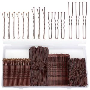 250 Pcs Hair Pins Bobby Pins Brown Hair with Storage Box, Wavy Bobby Pins 2inch 2.4inch, U Shaped Hair Pins 2inch 2.8inch, Suitable for All Hair Types, Hair Clips Hair Pin for Women and Girls