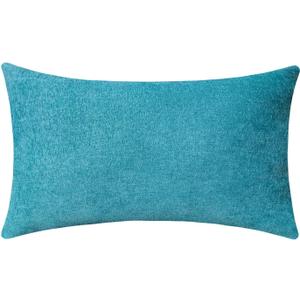 Jeneoo Decorative Turquoise Blue Throw Pillow Covers Lumbar Chenille Solid Cushion Couch Cases for Home Livingroom Sofa Decor (Set of 1, 14 x 26 Inches)