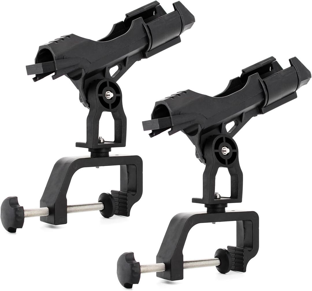 2 Pack Fishing Rod Holder, 360 Degree Adjustable Clamp, For Boat, Kayaks