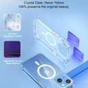 for iPhone 13 Case with Card Holder, Compatible with MagSafe Clear Case Magnetic Wallet, Anti-Yellowing & MIL-Grade Protective, Includes Detachable Blue Leather Wallet Holds 3 Cards