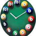 Billiards Pool Ball Wall Clock-Glass Pool Table Wall Clock for Billiards Room,Pool Room,Bar,Gift(12 Inch)