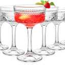6 Pcs Ribbed Coupe Glasses, 10 oz Vintage Cocktail Coupe Glasses Set, Unique Martini Glass, Classic Galssware, Bar Drinking Glasses Set Pefect for Cocktail, Wine, Champagne & Gift (Clear)