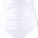 RELLECIGA Women's High Waisted Bikini Bottom Tummy Control Ruched Full Coverage Swim Bottom M