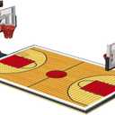Building Blocks Toy - Basketball Court Baseplates and Sets of 2 Basketball Hoop Basketball Goal Building Bricks for Basketball Game - Compatible with Major Brands (Basketball Playset/Red)