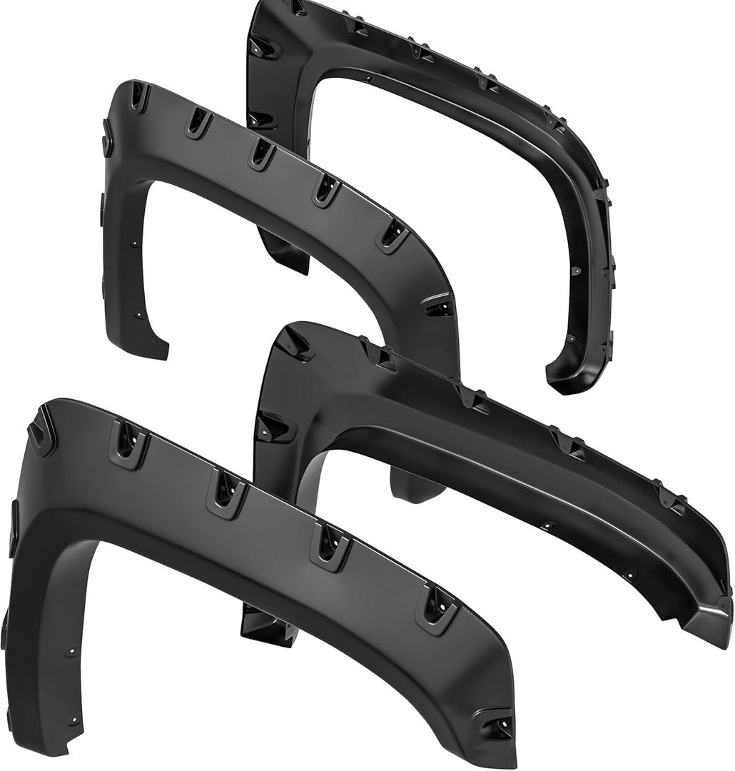 YITAMOTOR Fender Flares, Compatible with 2007-2013 Chevy Silverado 1500, 2007-2014 Silverado 2500HD & 3500HD, 6.5 & 8.1Ft Bed, Pickup Front Rear Wheels Flares Guards Wells Riveted Style