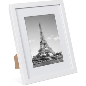 6x8 Picture Frame with Real Glass - Display Pictures 5x7 with Mat or 6 x 8 without Mat, Photo Frame for Wall or Table Top Display(White, 2 Pack)