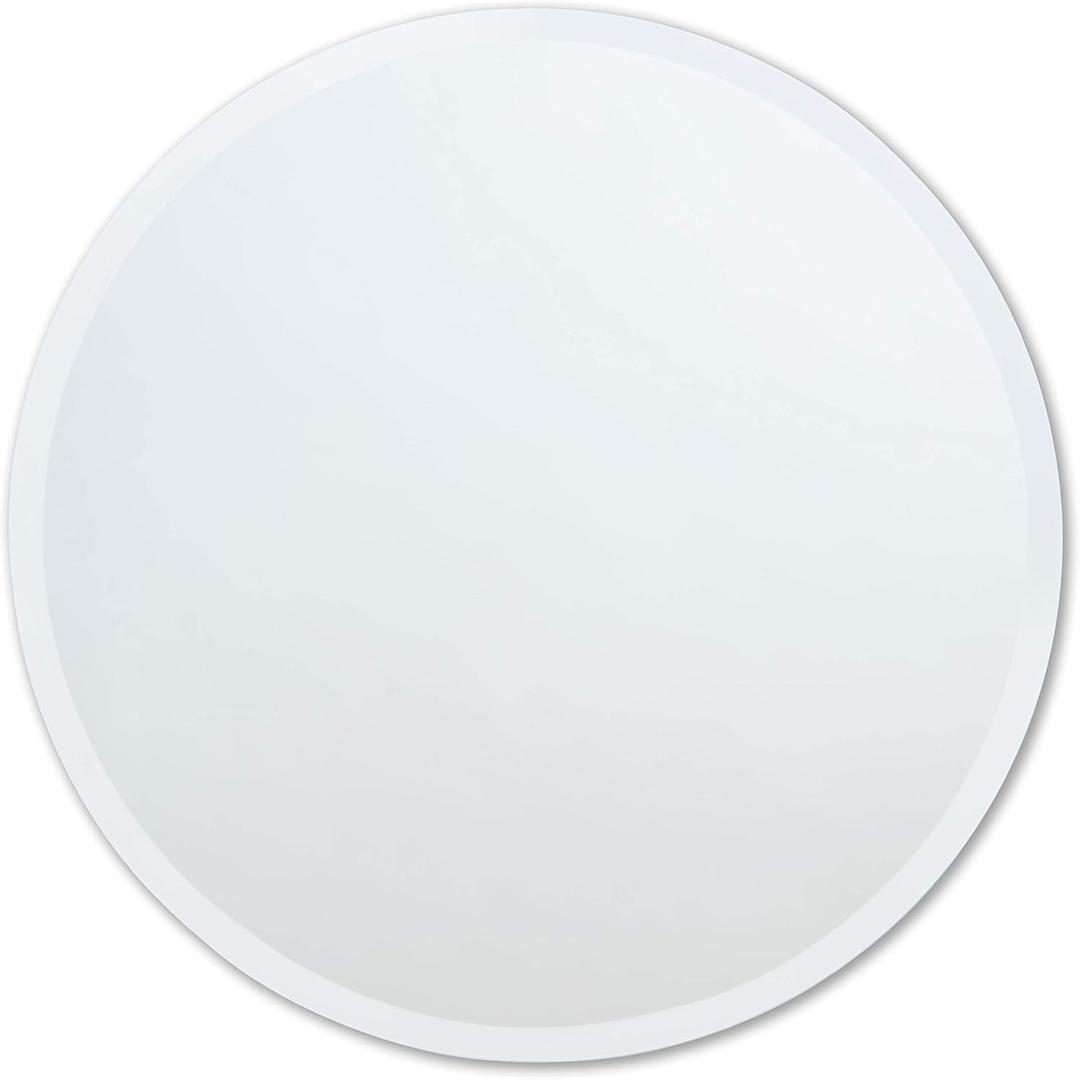Better Bevel Frameless Round Mirror, 30" Diameter Circle Bathroom Wall Mirror w/Beveled Edge (30"L x 30"W, Round - Beveled Edge)