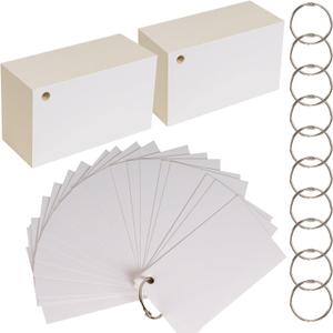 Index Cards, 600 PCS 3 x 5 Inch Punched Flash Cards with 12 Organizing Rings, White Flashcards for Studying, Blank Memo Note Cards for Adults Kids Home School Office