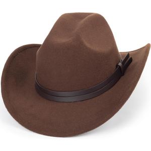 Vintage Western Cowboy Hat for Men Outback Cowgirl Hat M/L (Brown, M)