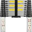 Telescoping Ladder 12.5 FT | Aluminum Lightweight Extension Ladder with Stable Hooks | Heavy Duty 330lbs Max Capacity Multi-Purpose Telescopic Collapsible Ladder for Home, RV or Outdoor Work