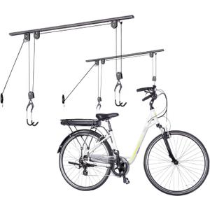 Bike Hoist- Heavy Duty for Space Saving - Road, Commuter & Mountain Bikes, Holds Kayaks & Ladders - No-Hassle Installation for Quick & Easy Access