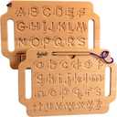 Hulats Learn to Write: Portable Wooden Alphabet Letter Tracing Sensory Pad Board - Toddler Writing Practice for Kids Age 3-5, Montessori Toys for 3+ Year Old, Letter Tracing for Kids 3-5 Writing Tools