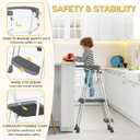 HBTower Kids 2 Steps Step Stool, Toddler Tower for Kitchen Counter Learning, Toddler Kitchen Stool Helper with Anti-Drop Safty Railing Kids Standing Folding Stepper(Gray)