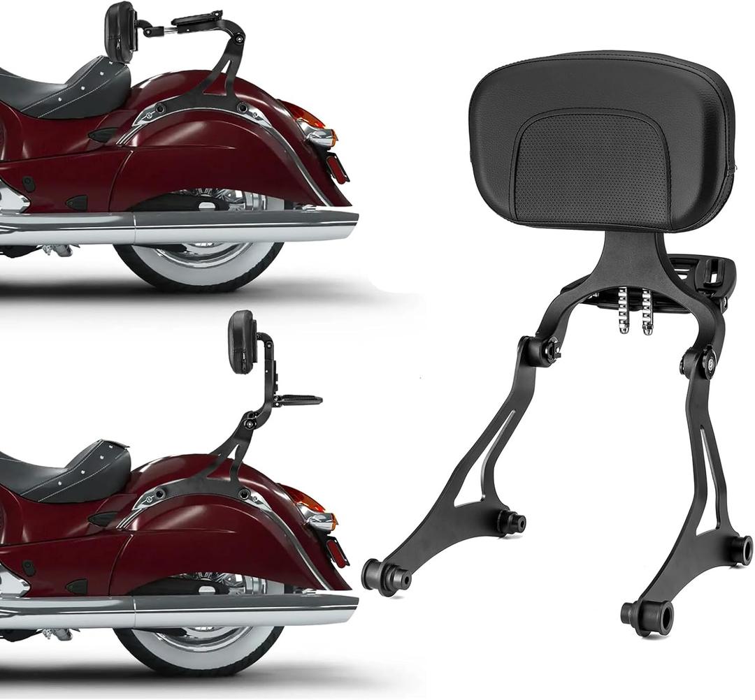 Mofun Adjustable Multi Purpose Passenger Driver Backrest Sissy Bar Compatible with Indian Chieftain, Dark Horse, Vintage, Challenger, Springfield Models 2014-2024 Black