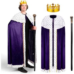 Spooktacular Creations King Costume Set Adult, Halloween Costumes, Medieval Royal Lord Farquaad Costume (Purple)