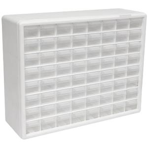 Akro-Mils 64-Drawer Plastic Drawer Storage Cabinet for Garage Organization, Bead Organizer, Building Bricks Storage, Teacher Toolbox, Makeup Organizer, 20" W x 6" D x 16" H, 10164 White