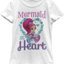 Nickelodeon Shimmer and Shine Mermaid at Heart Girls Short Sleeve Tee Shirt (X-Small, White)